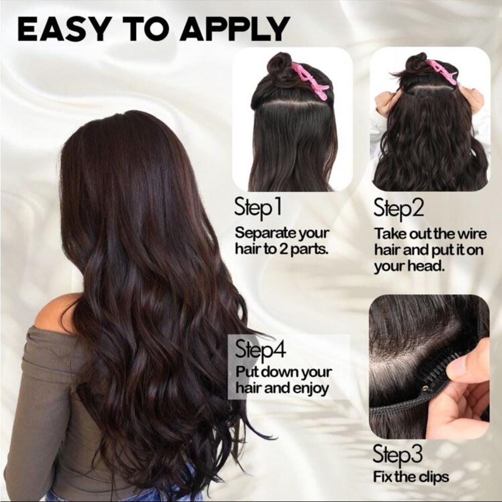 Just in 💫| Hair Extensions 20 Inch Clip in Hair Extensions Invisible Adjustable - Picture 7 of 9